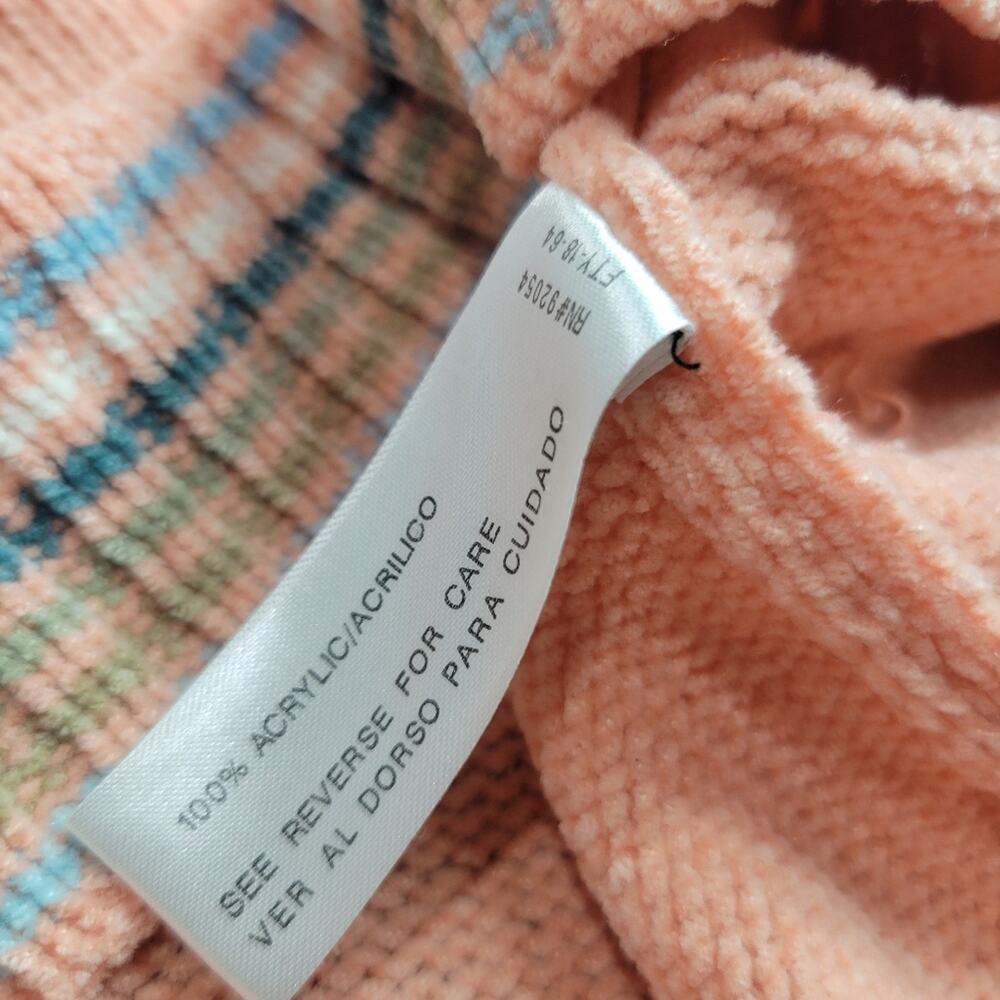 Carolyn Taylor Turtleneck Sweater Womens Size Medium Pale Pink Stripe Fair Isle - Picture 6 of 12